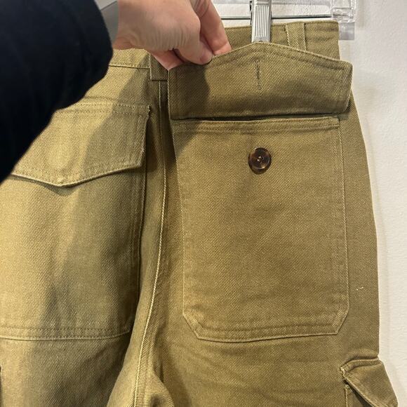 H&M Womens Cargo Pants Military Style Green Cuffed Cropped Fall Sz 0 High Waist - Picture 5 of 8